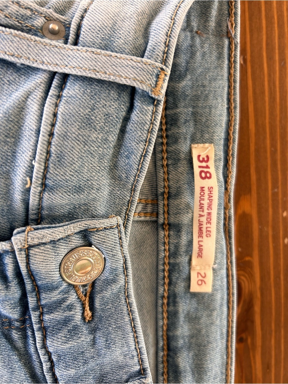 Levi's 318 Shaping Wide Leg Jeans in Light Blue Denim